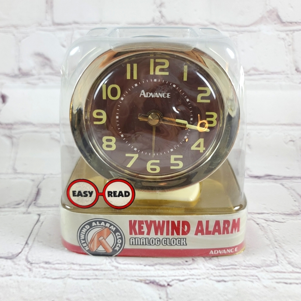 Geneva Advance Keywind Alarm Clock Gold New in Packaging